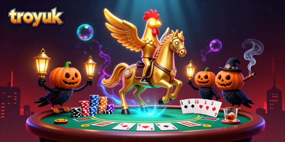 Experience thrilling action at troyuk with a golden rooster leading a vibrant casino battle.