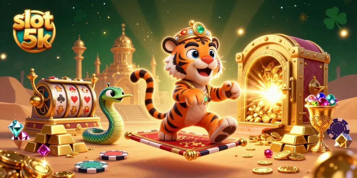 Experience the excitement of slot 5k with a magical Arabian-themed casino adventure bursting with treasure.