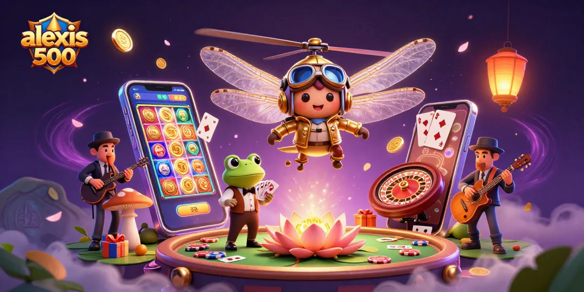 Experience excitement at alexis 500 with vibrant casino action featuring colorful games and joyful characters.