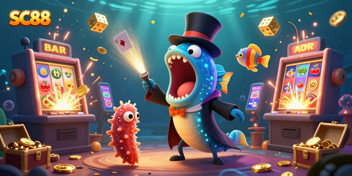 Experience the thrill of SC88's vibrant casino magic with glowing eel and anglerfish.