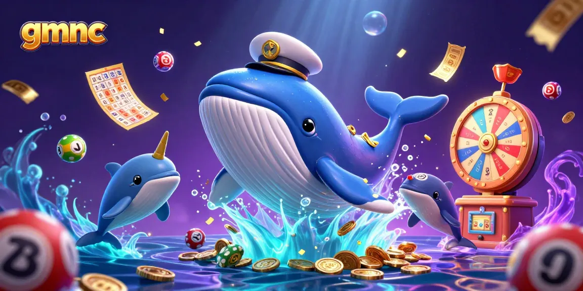 Experience the thrill of gaming with gmnc, featuring whales and dolphins in a playful casino scene.