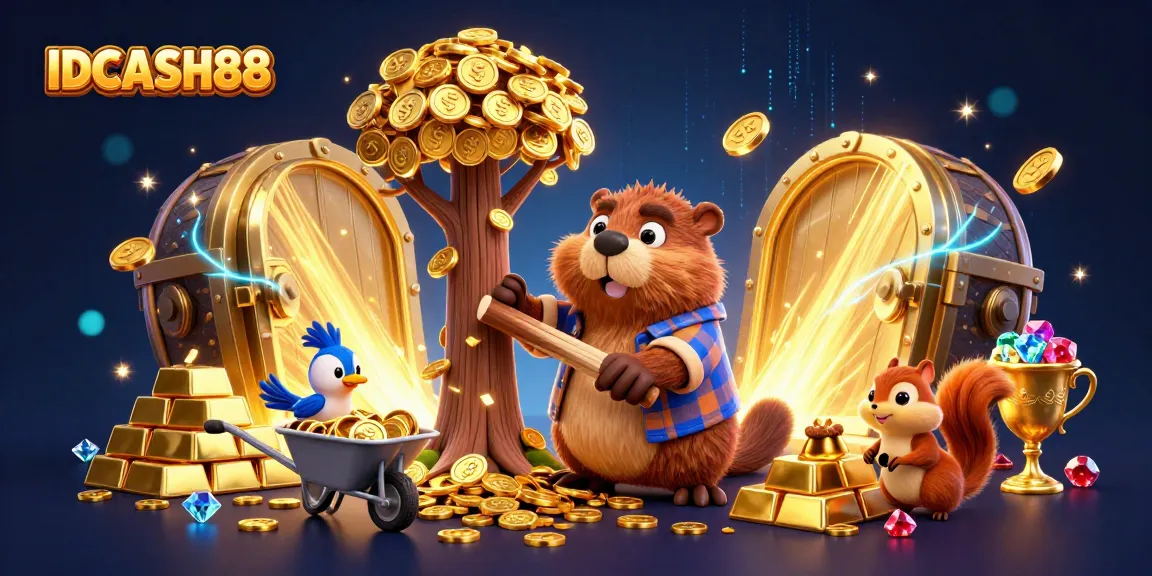 Experience thrilling wins at IDCASH88 with vibrant gold coins raining and animated characters!