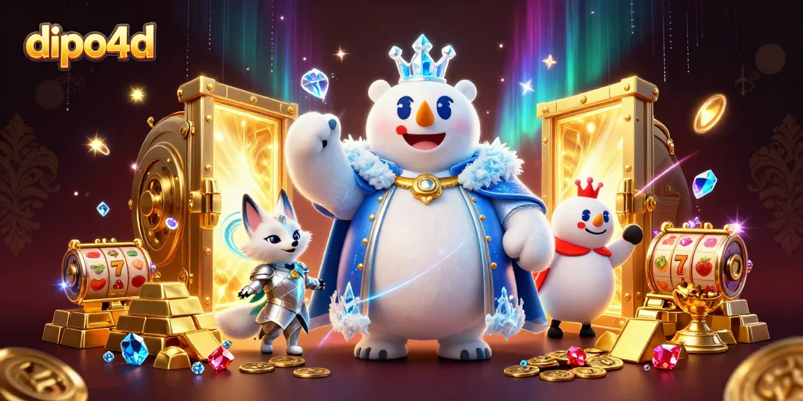 dipo4d reveals treasures as an ice king polar bear and fox partner take center stage in a vibrant casino adventure