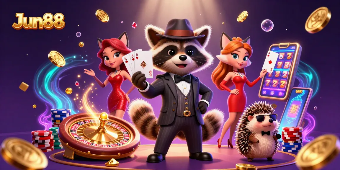 Experience the excitement of Jun88 online casino with vibrant characters and dynamic gaming elements.