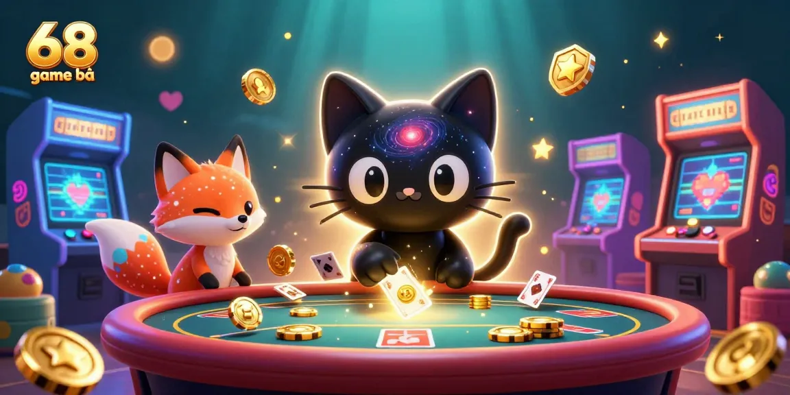 Engage in thrilling gameplay at 68 game bài with a cosmic illustration depicting a black hole cat and nebula fox.