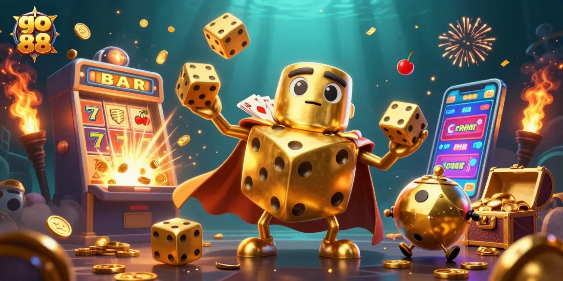 Experience thrilling wins and exciting gameplay with go 88 in this colorful 3D casino illustration.