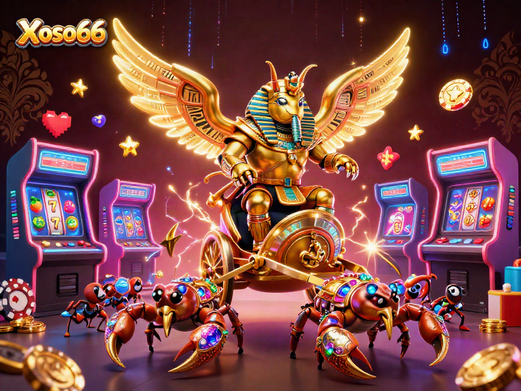 Xoso66 challenges players with thrills of colorful slots, showcasing a dynamic casino scene.