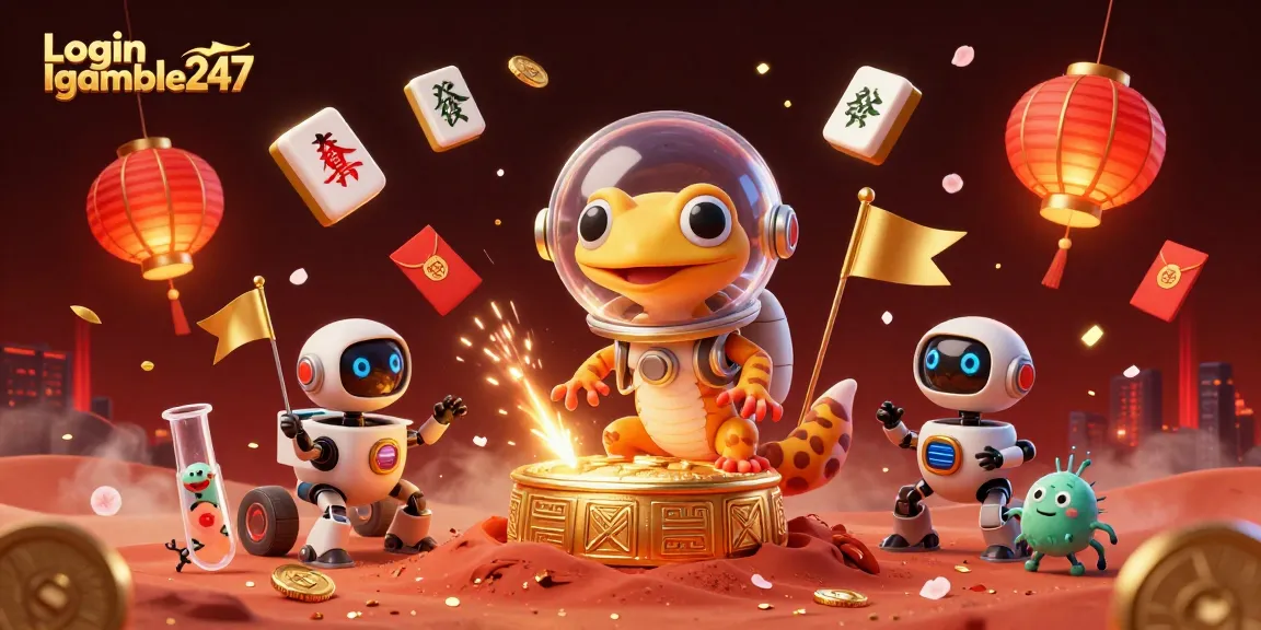 Experience the excitement of Login Igamble247 with a cartoon Martian discovering a buried golden casino.