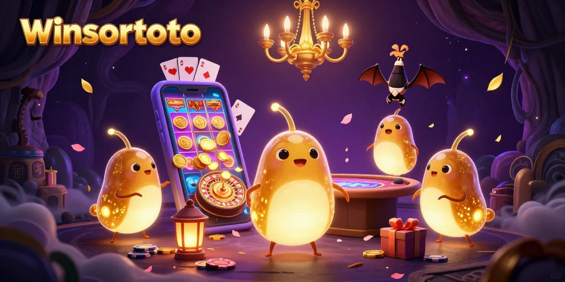 Experience the magic of winsortoto with glowing glowworms lighting up a vibrant casino scene.