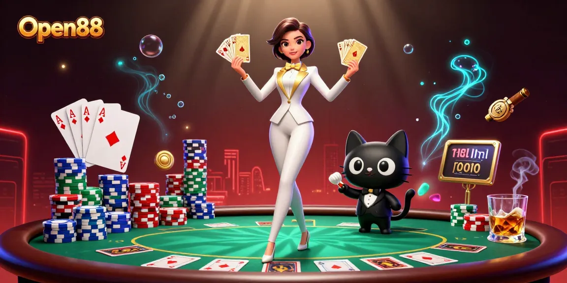 Experience Open88 with an exciting poker showdown featuring glamorous characters and dynamic game elements.