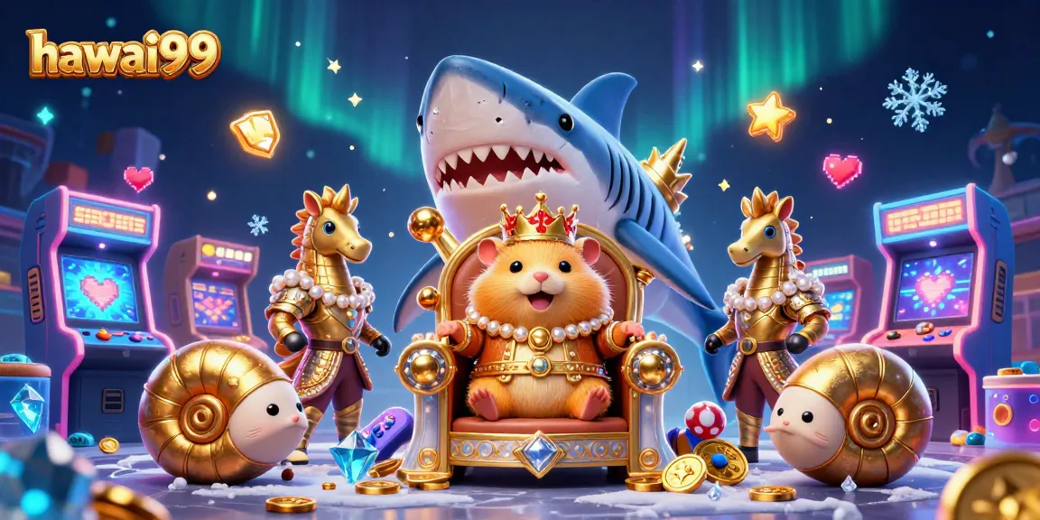 Engage with hawai99: Experience vibrant gaming action featuring a fierce hamster king and royal guards.