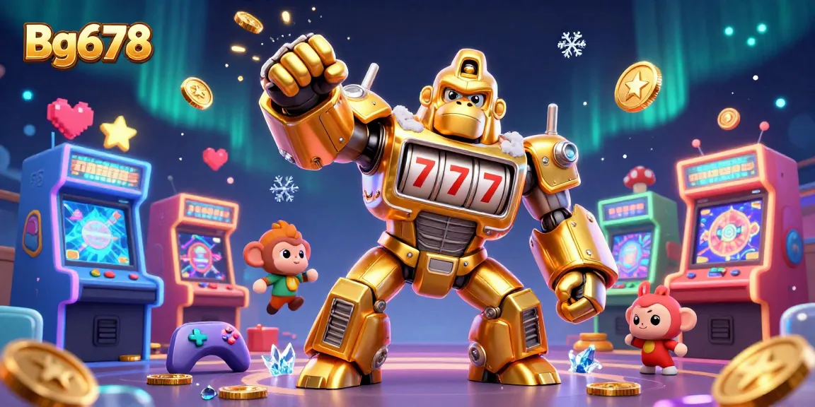 Engage with exciting games on Bg678, featuring a golden mech and a dynamic casino-themed scene.