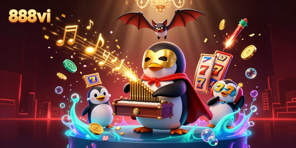 Experience the excitement of 888vi as animated characters engage in a lively casino scene filled with vibrant game elements.