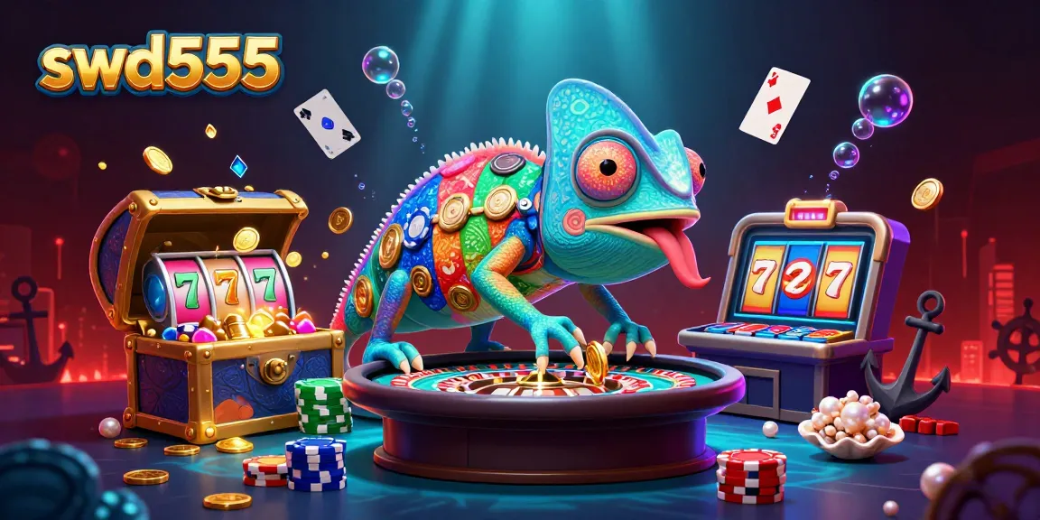 Permainan slot swd555 yang menarik dengan karakter chameleon kasino mengumpulkan koin emas.