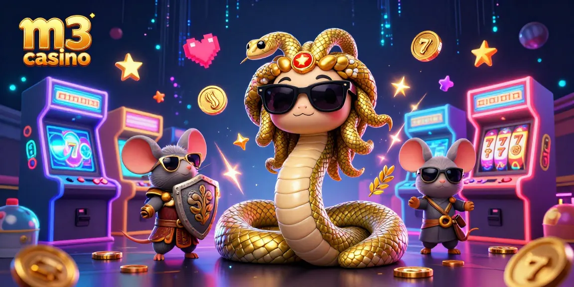 Engage with the dynamic scene of m3 casino featuring friendly characters and vibrant gaming elements.