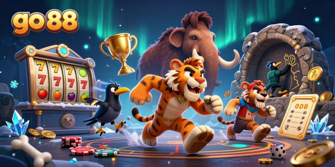 Experience the excitement of go 88 at this prehistoric casino with dynamic slot machines and vibrant characters.