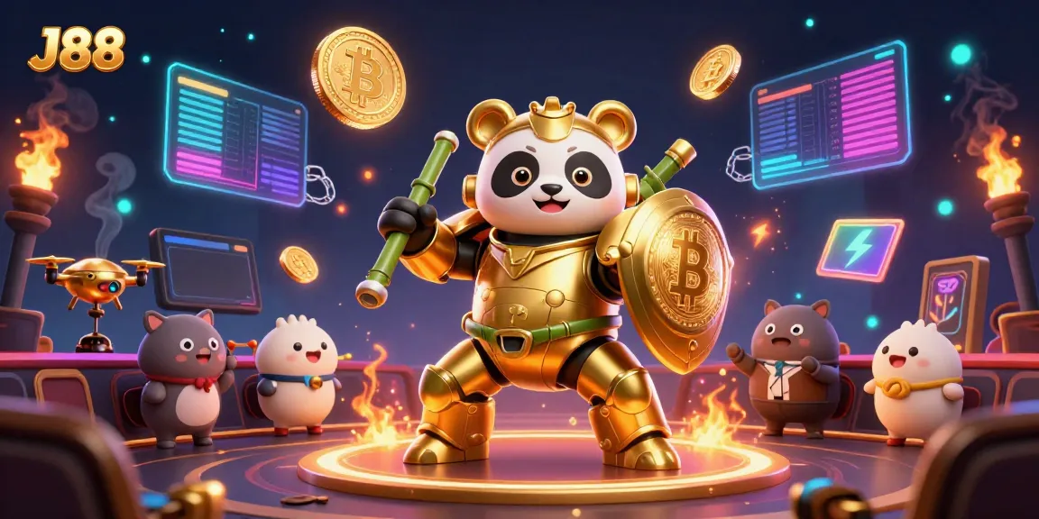 Experience thrilling moments at J88 casino with a golden panda battling in 3D excitement.