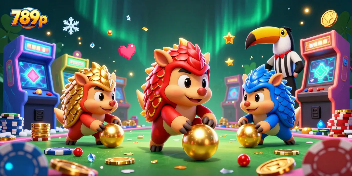 Experience gaming with 789p's thrilling casino elements amidst vibrant animated action and a festive atmosphere.