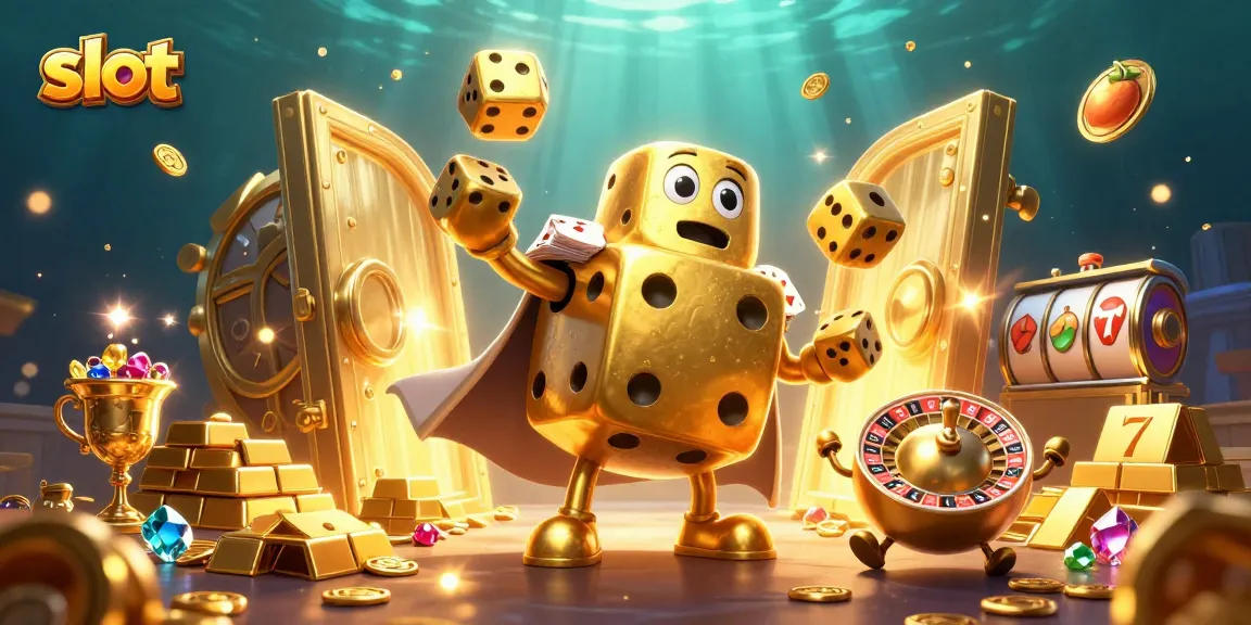 Slot permainan menarik dengan karakter dadu dan elemen kasino lainnya.