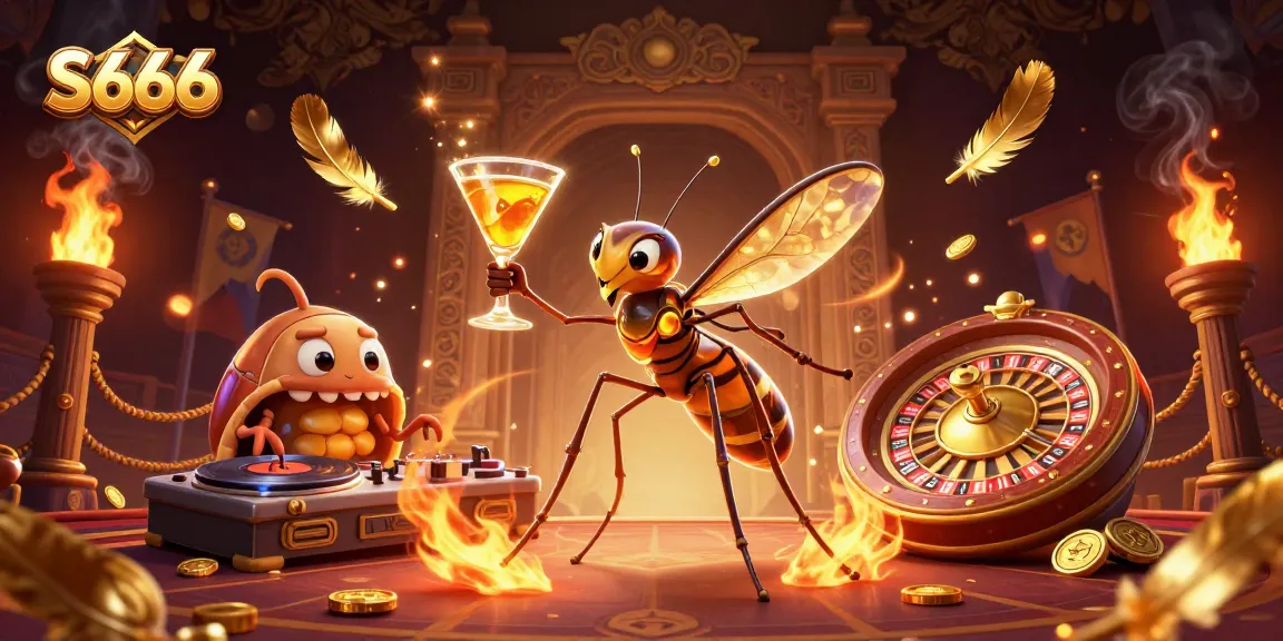 Engaging S666 illustration showcasing a lively casino scene with unique characters and elements.