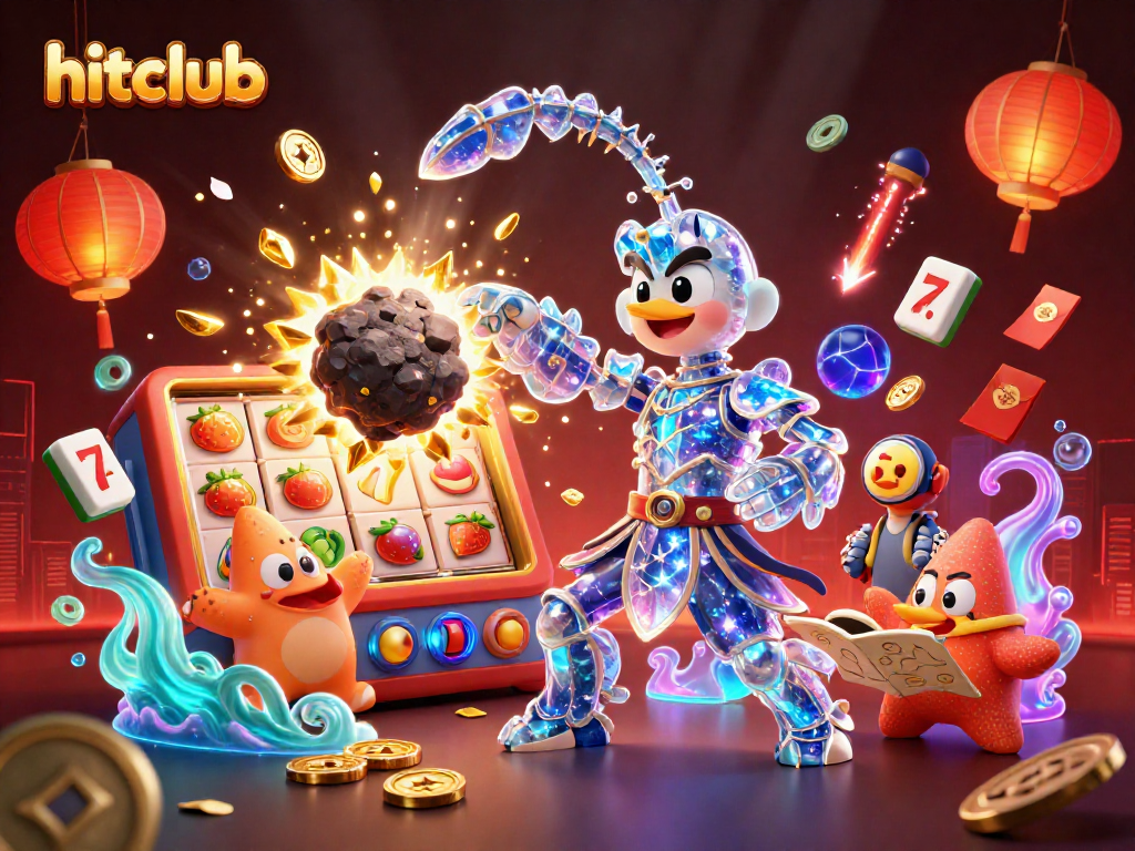 Experience hitclub's dynamic slot action with vibrant characters, golden gems, and festive elements.