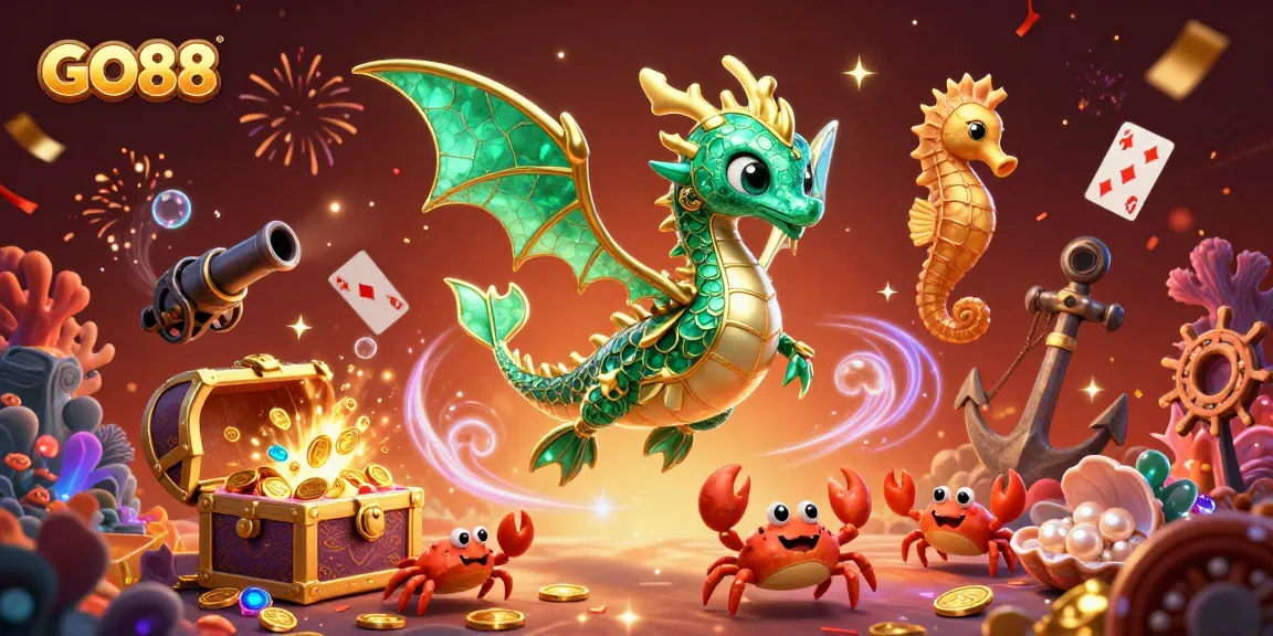 Experience the excitement of GO88 with vibrant sea-themed characters and dynamic casino elements!
