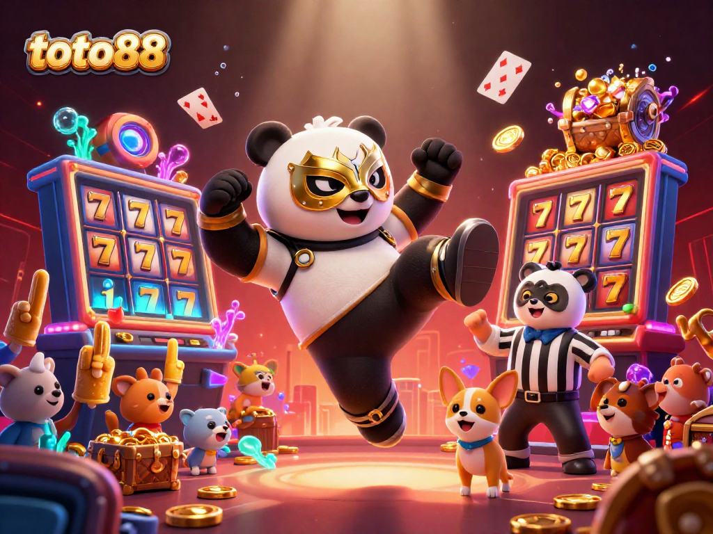 Experience exciting gameplay with toto88 in a lively 3D casino scene filled with vibrant visuals and action.
