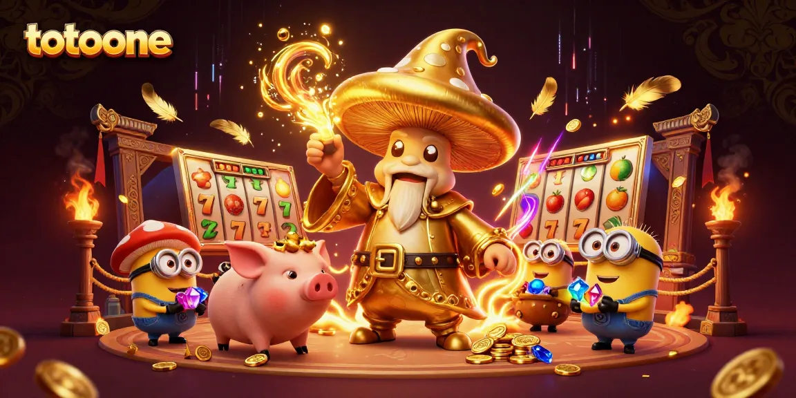 Permainan seru di totoone dengan wizard emas, babi truffle, dan harta berkilau.