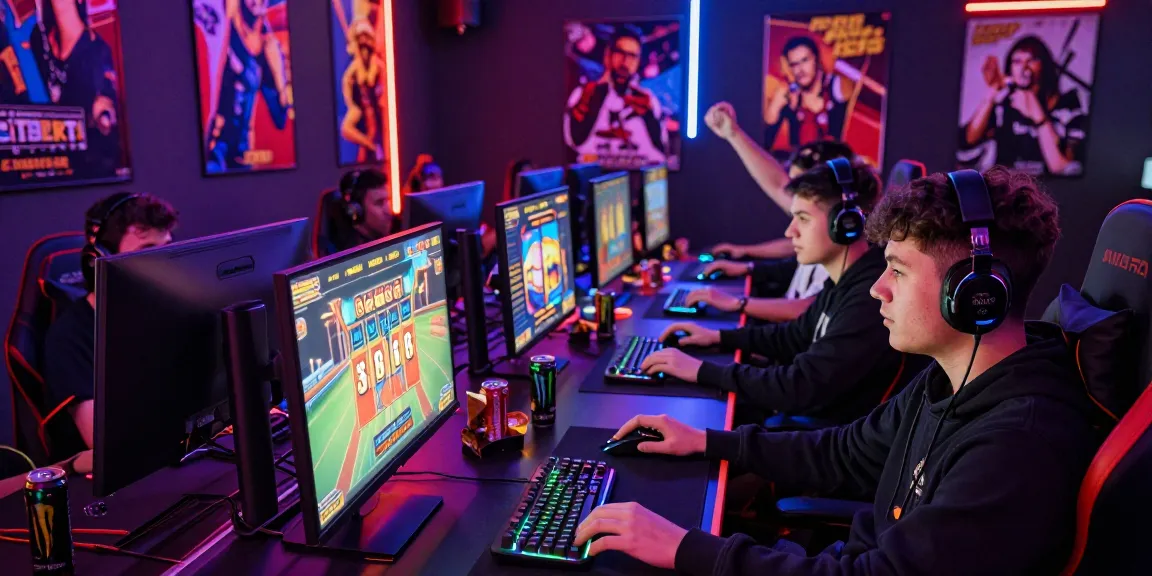 Gaming enthusiasts immersed in bandarbola855 online gaming experience, showcasing vibrant graphics and high-end gaming peripherals.