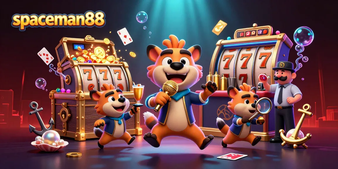 Engage with spaceman88 for a thrilling slot experience in a vibrant 3D casino scene