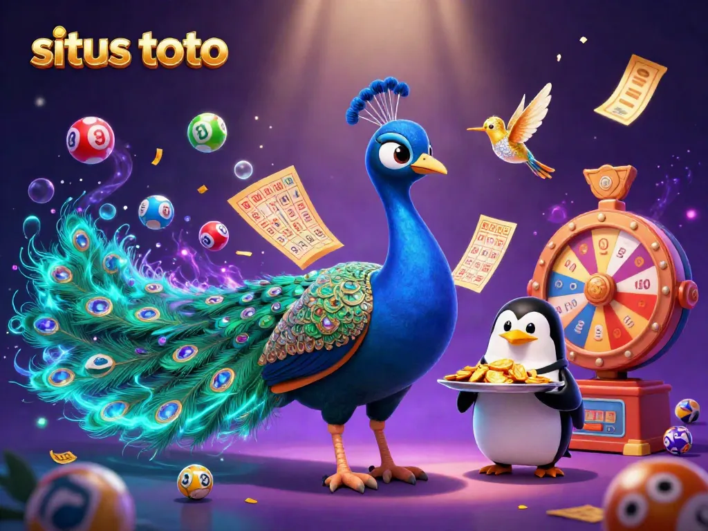 Taruhan pada situs toto dengan bola lotere berwarna-warni dan semangat permainan yang meriah.