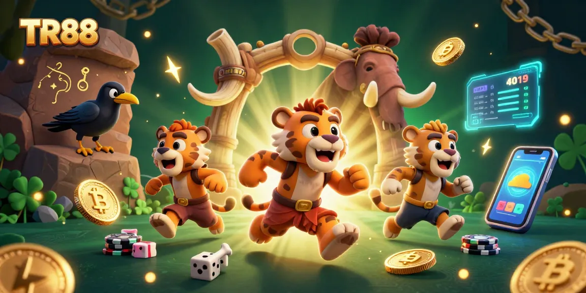 Experience thrilling gameplay at TR88 with a caveman duo and a sabertooth tiger running their casino.