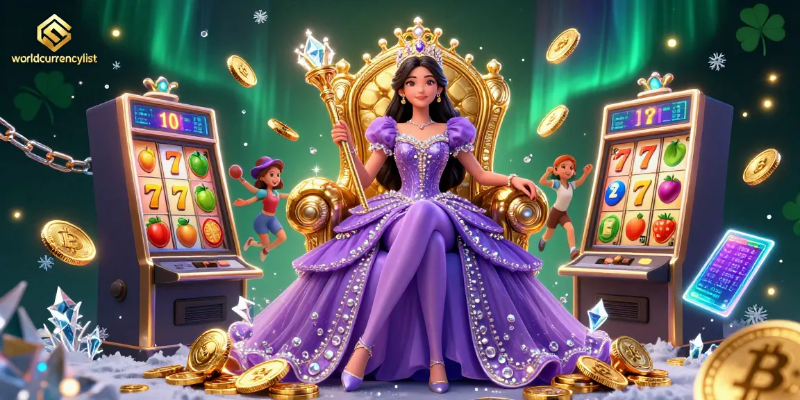 Engage with the captivating worldcurrencylist scene filled with vibrant slot machine action and royal elegance.