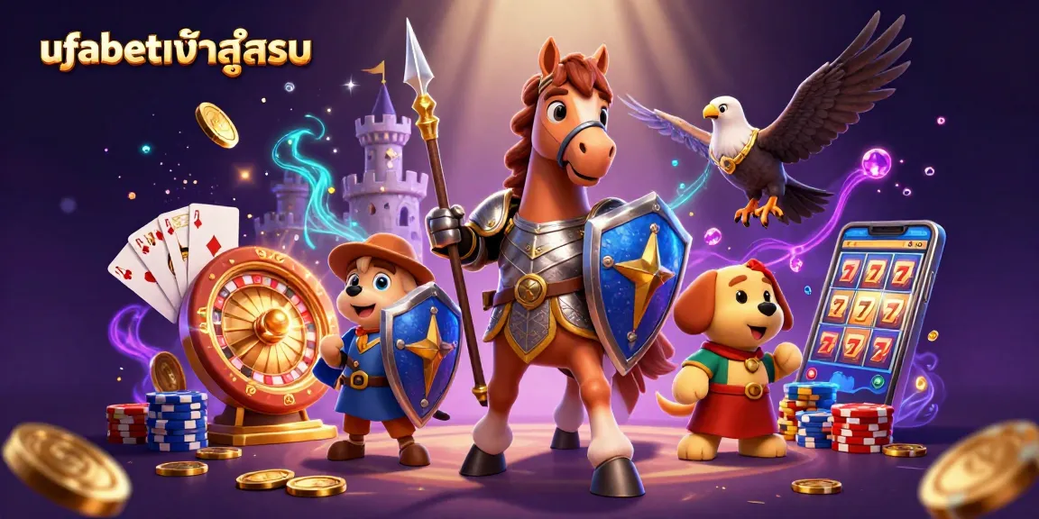 Experience the thrill of ufabetเข้าสู่ระบบ with an interactive medieval casino scene featuring knights and dynamic casino elements.