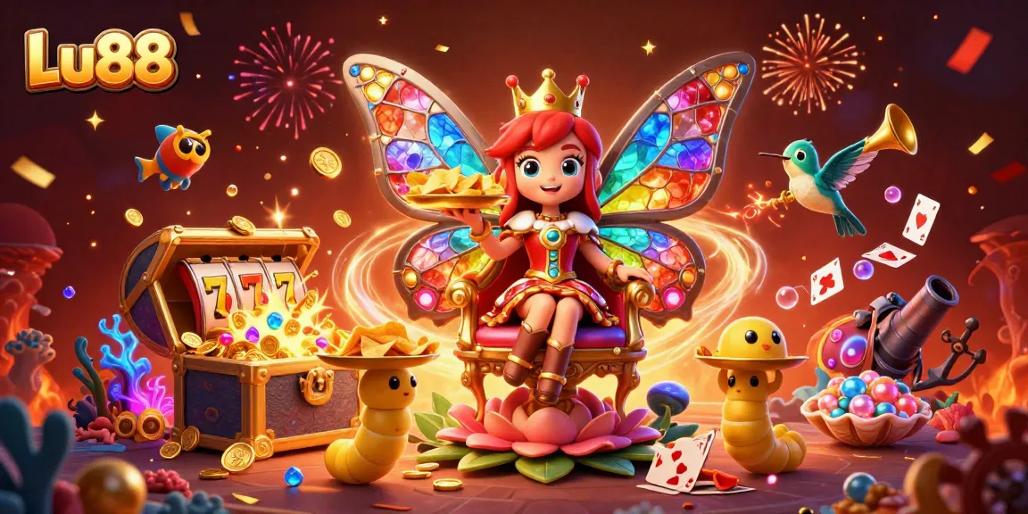 Experience thrilling jackpots at Lu88 with our vibrant 3D illustration of games and rewards.