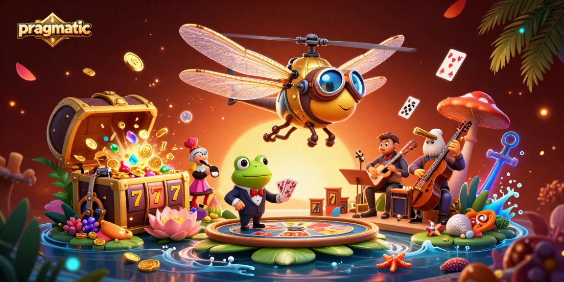 Engage in pragmatic slots featuring vibrant 3D characters in a lively casino scene.
