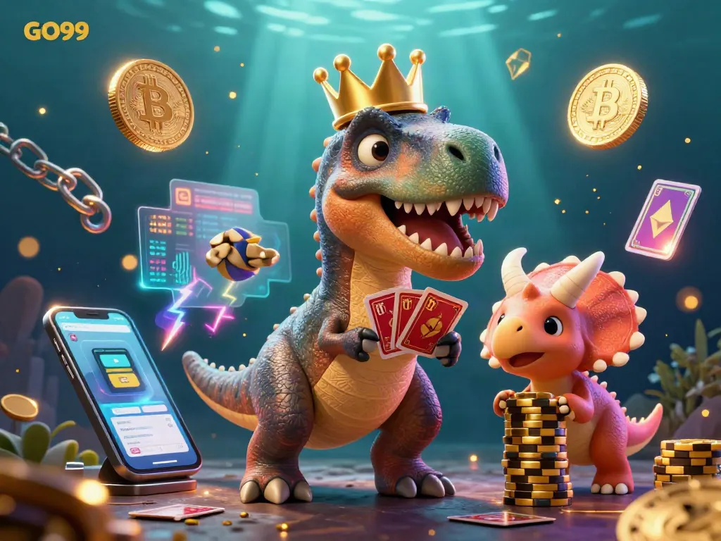 Experience thrilling gameplay at GO99 with vibrant casino character scenes featuring dino adventures.
