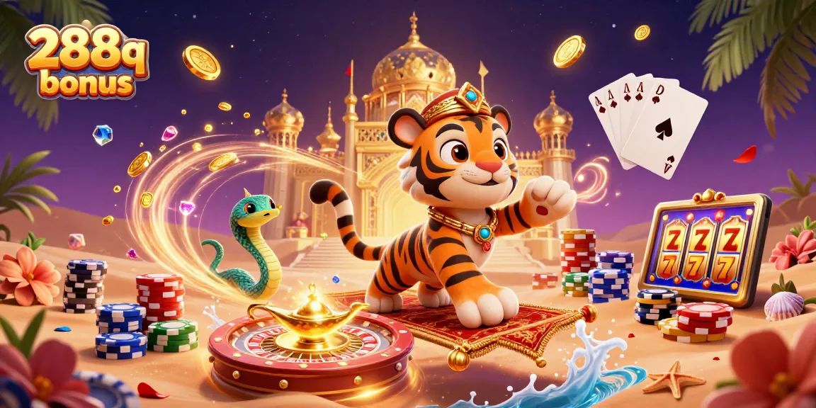 Aproveite o bônus 288q com uma cena vibrante cheia de moedas e jogos de cassino.