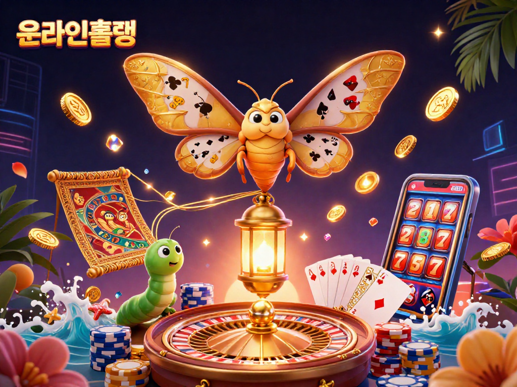 온라인홀덤에서 즐기는 화려한 도박 장면을 그린 3D 일러스트