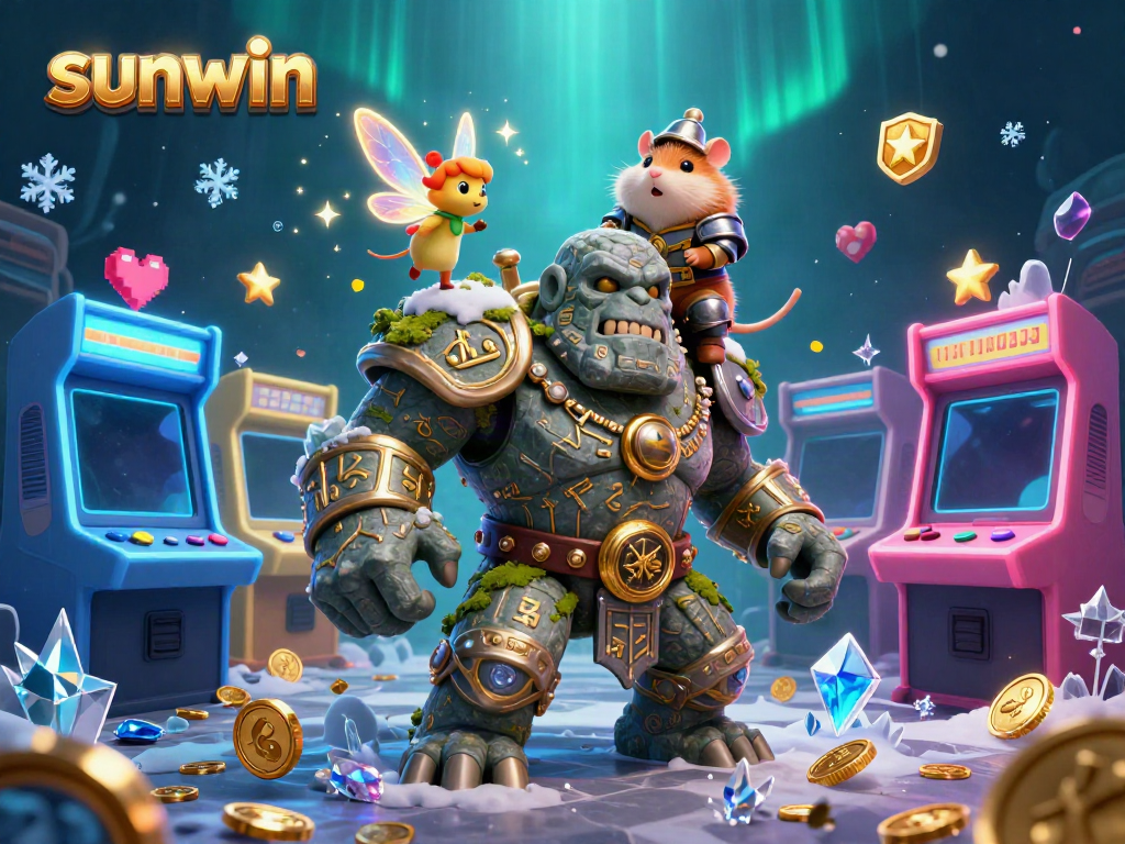 Engage in action-packed gameplay with sunwin showcasing lively characters and vibrant casino elements.