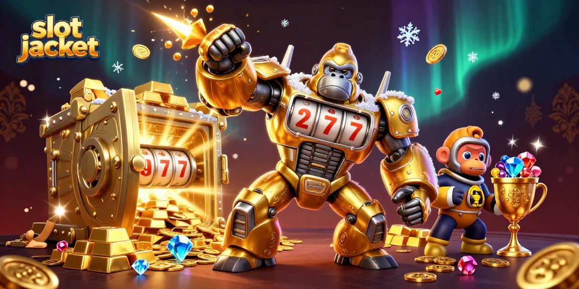 Memenangkan slot jackpot di Heroslot88 dengan karakter gorila emas yang mengagumkan dan elemen berkilau.