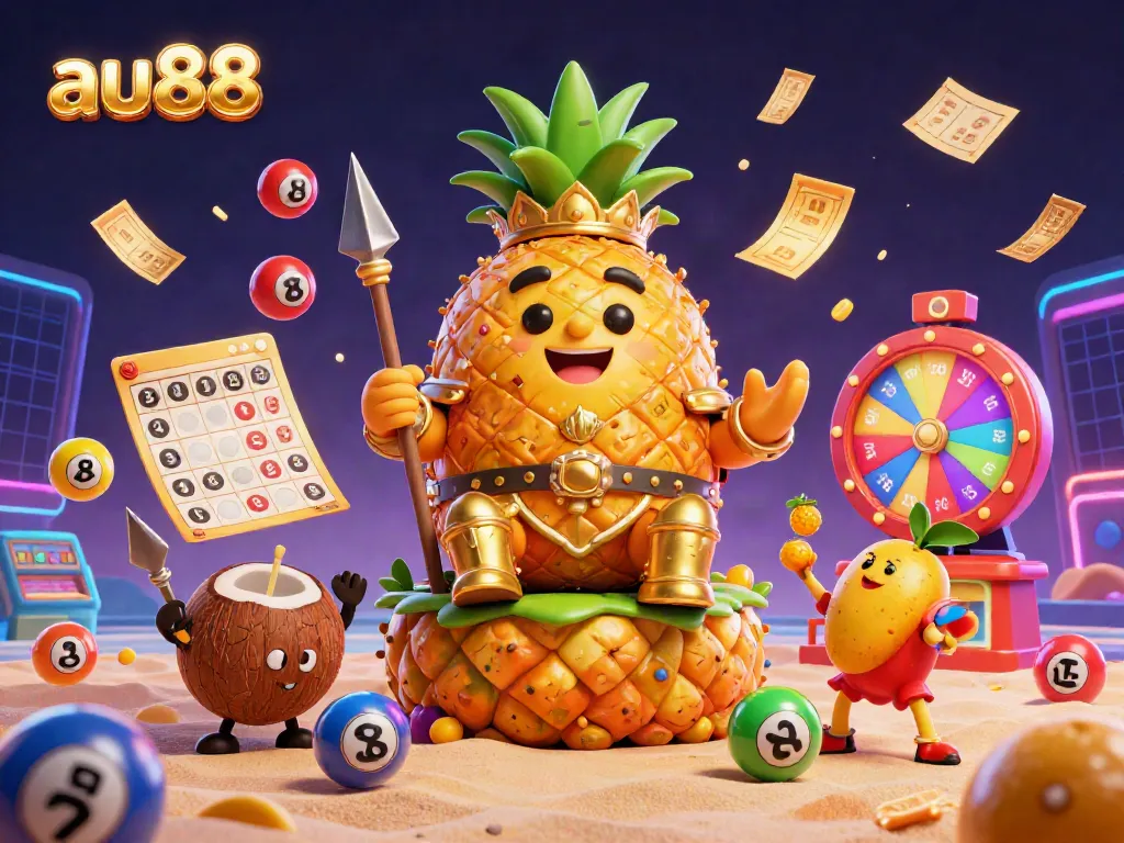 Experience exciting gameplay at au88 with vibrant characters, thrilling lottery dynamics, and casino elements.