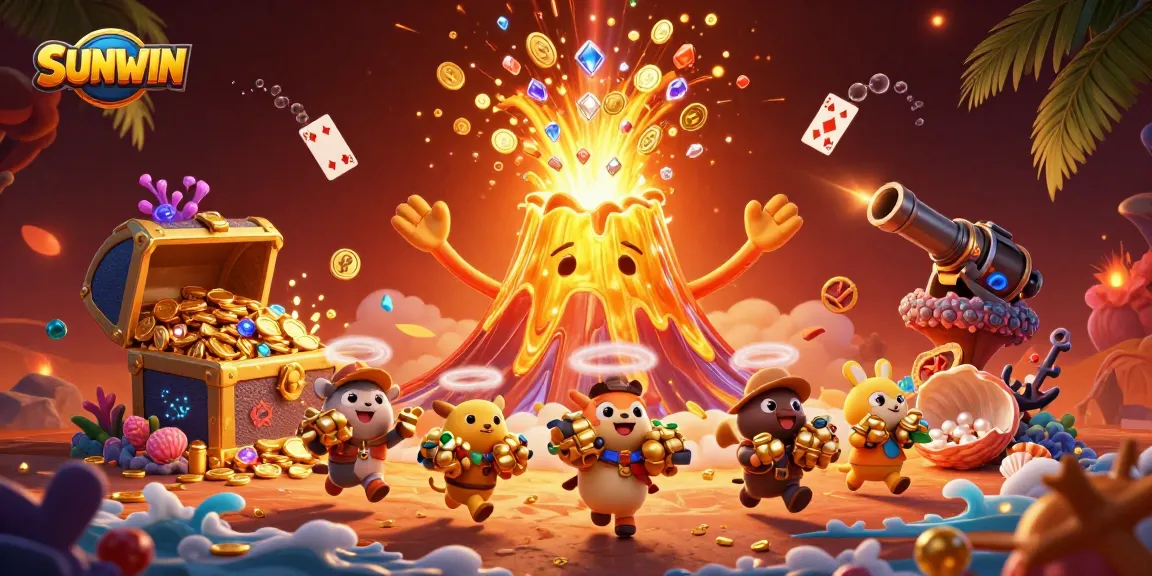 Experience thrilling wins with SUNWIN's captivating casino action in a vibrant 3D illustration.