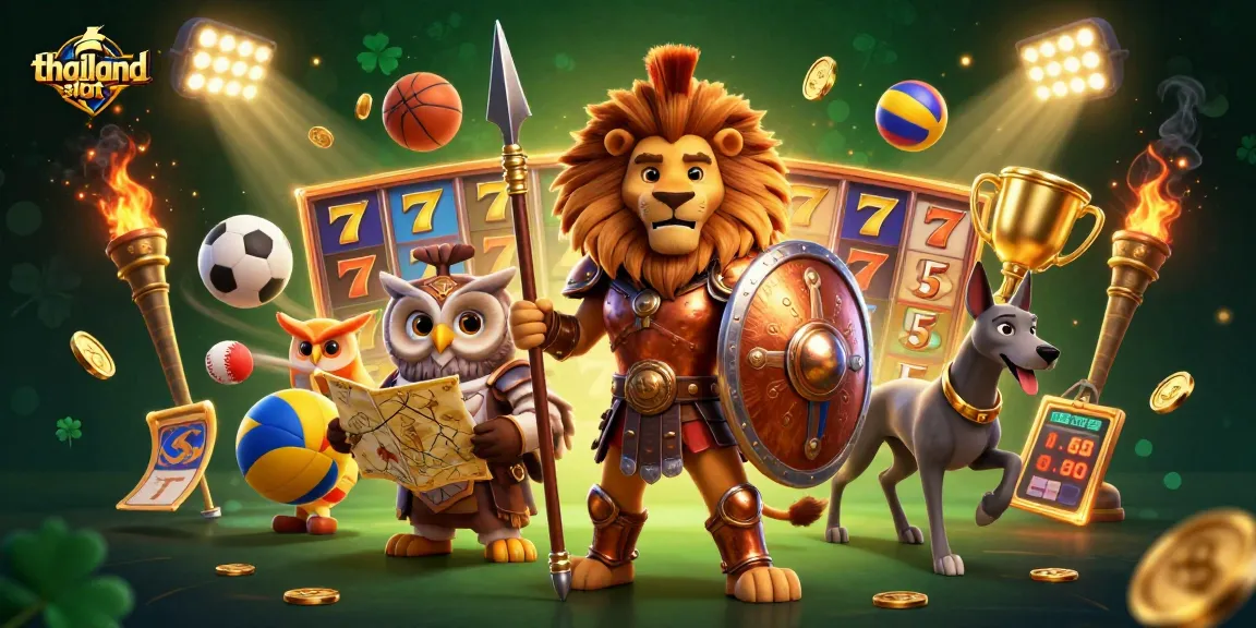 Engage in thrilling thailand slot games with dynamic characters and elements illustrating casino excitement.