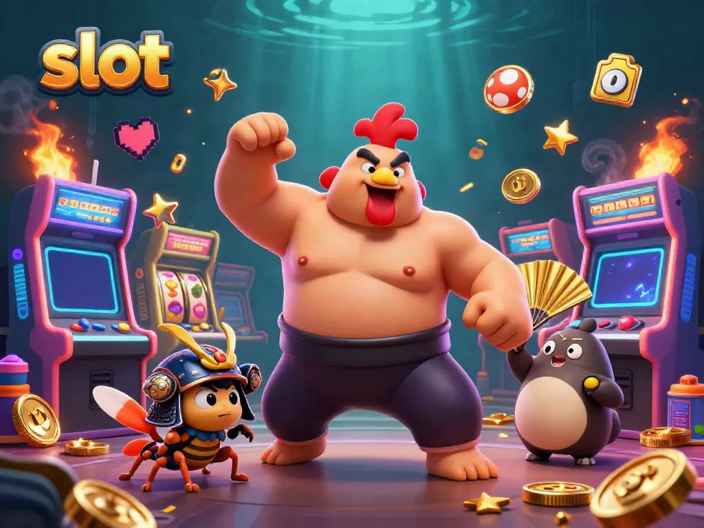 Raih jackpot dengan mesin slot yang penuh warna dalam ilustrasi 3D yang menarik.