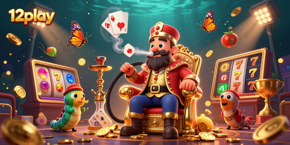 Experience thrilling gameplay at 12play with an immersive 3D casino scene filled with symbols of luck.