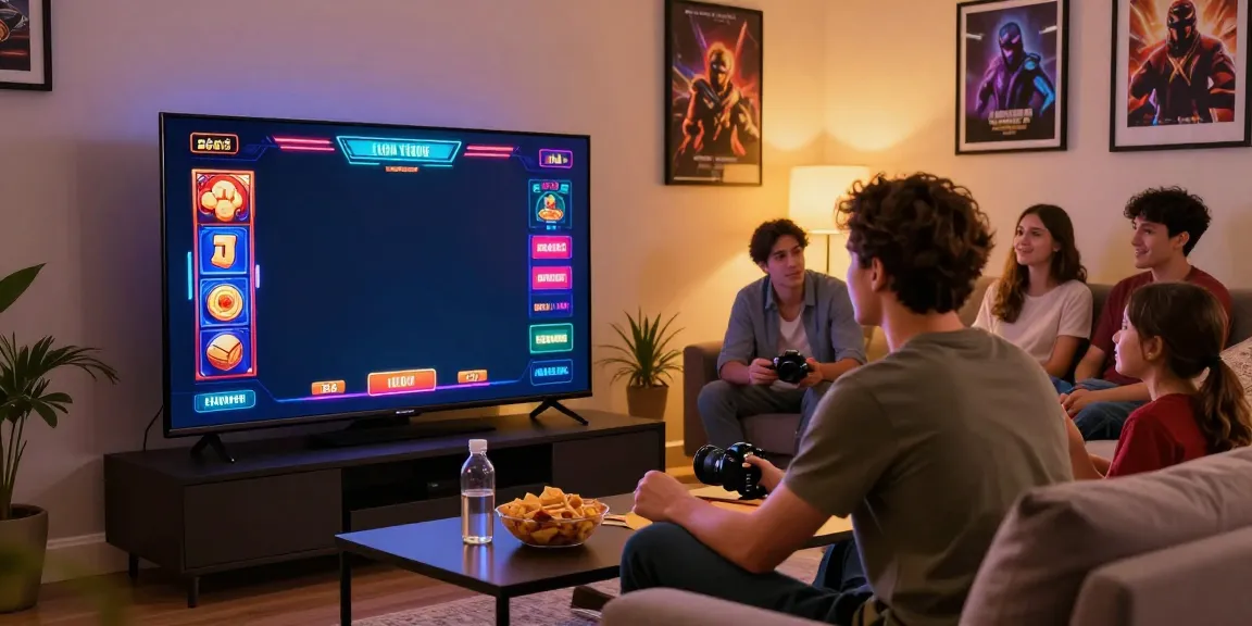 Player enjoying a slot jackpot game in a cozy living room with snacks.