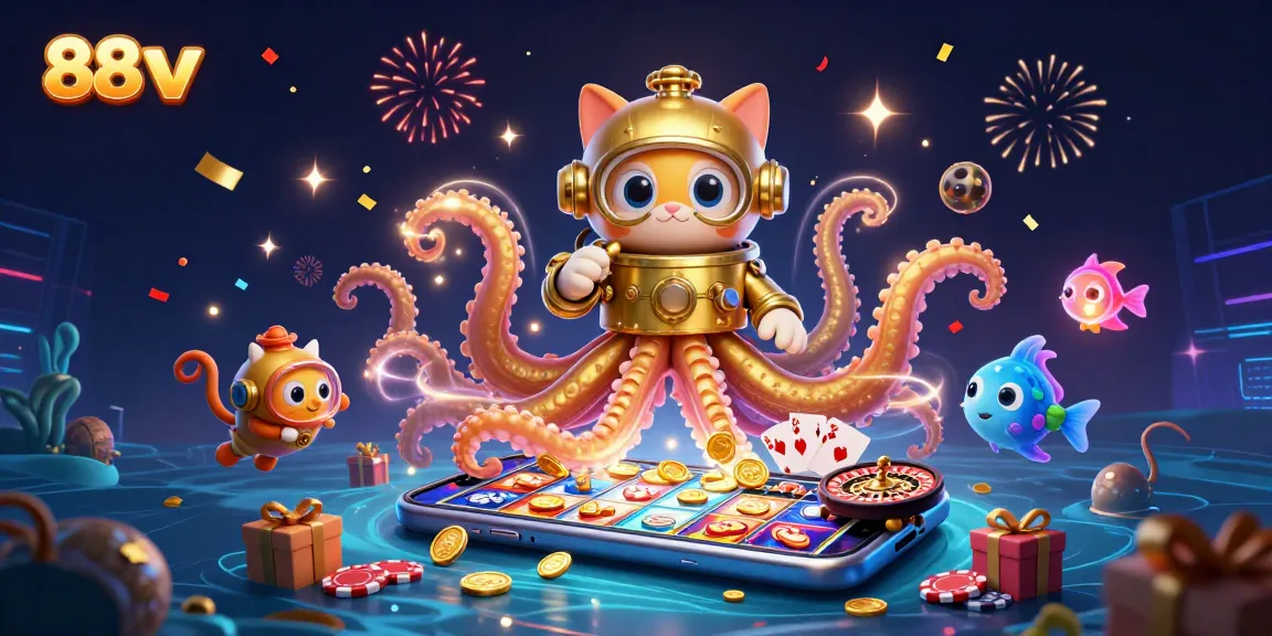 Spin and win with 88vv in this vibrant casino scene filled with excitement and treasure.