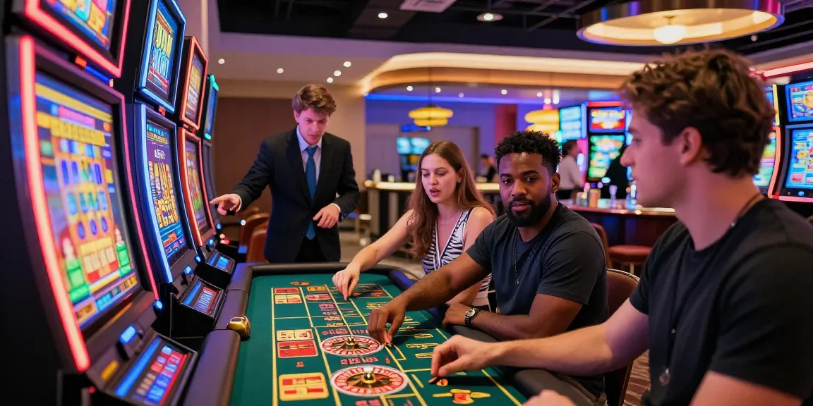 Players enjoying credit card casino games at https://lctltd.co.uk, featuring vibrant slot machines and live dealer tables.