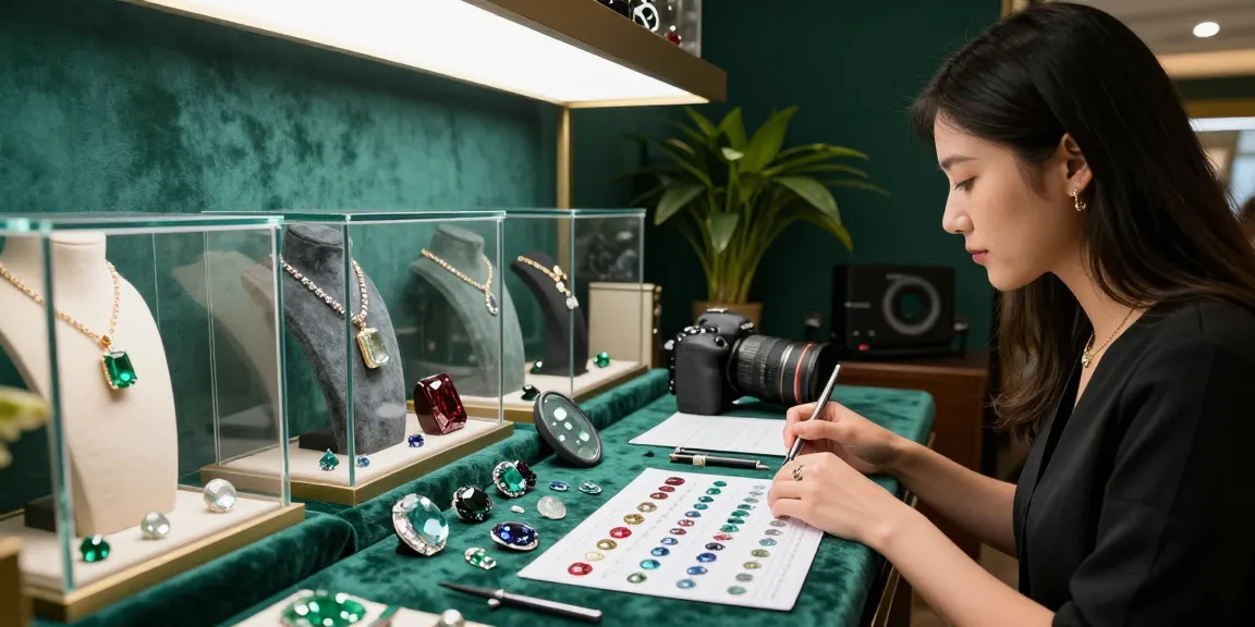 Explore exquisite gemstones at https://www.mygemspot.com, highlighting quality merchants and vibrant gem collections in a luxurious retail setting.
